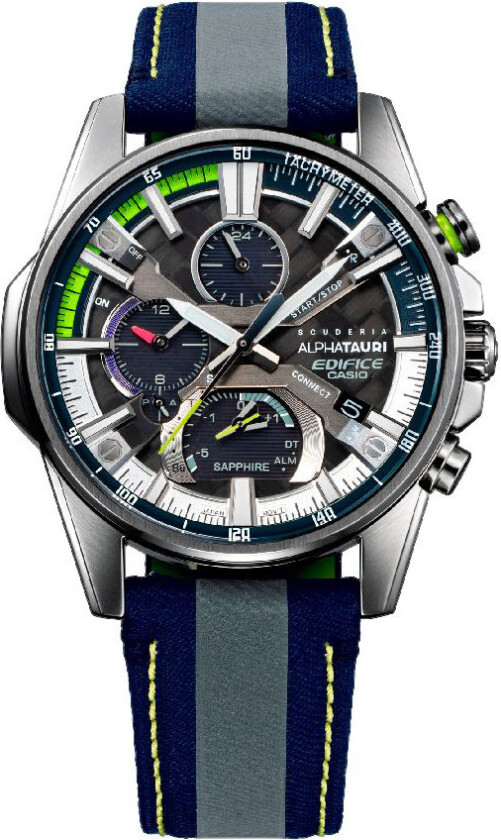 Edifice Scuderia Alpha Tauri Bluetooth Limited EQB-1200AT-1AER - Kvarts - Sølv - Herreklokker - Stoff - Safir