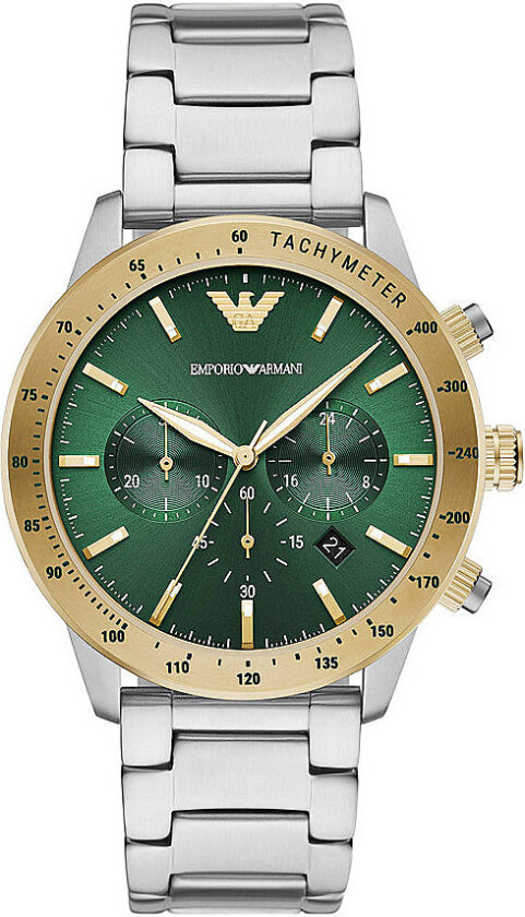 Emporio Armani Mario Chrono AR11454 - Kvarts - Sølv - Herreklokker - Rustfritt stål - ledd m/pin - Mineral