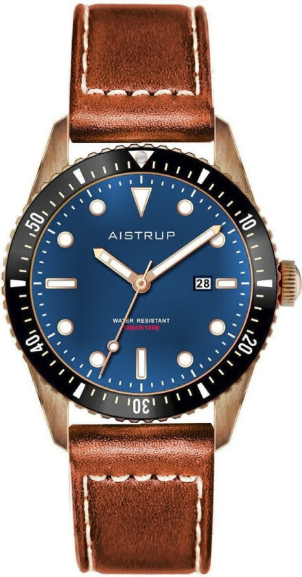 Brass Classic Sapphire AIW8502 - Kvarts - Bronse - Herreklokker - Skinn - Safir