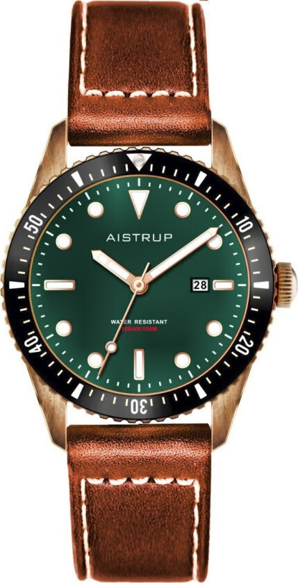 Brass Classic Sapphire AIW8503 - Kvarts - Bronse - Herreklokker - Skinn - Safir