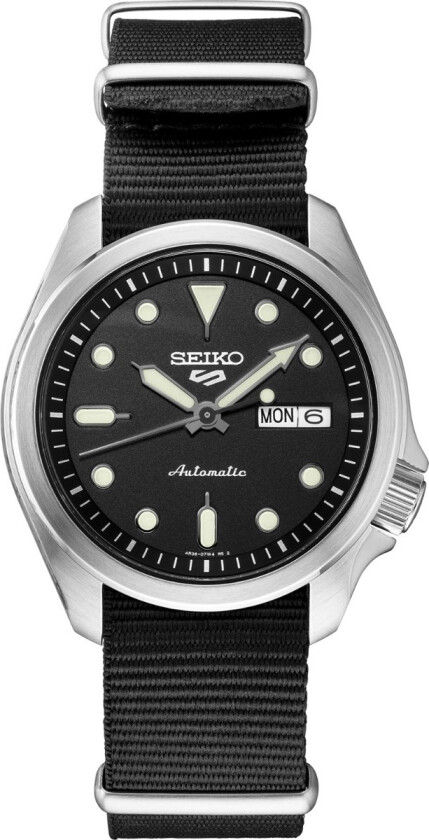 Seiko 5 Sports Automatic SRPE67K1  -  Automatisk - Sølv - Herreklokker - Stoff - Mineral