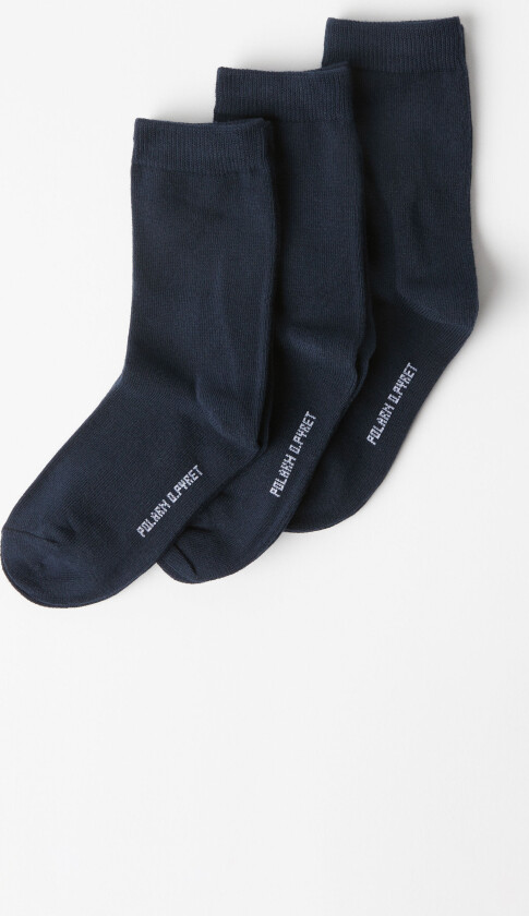 3-pakning ensfargede sokker sokker