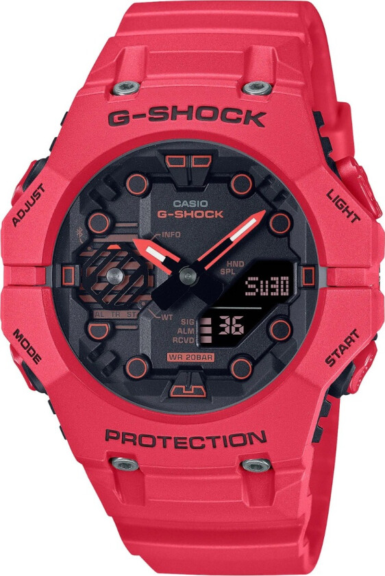 G-Shock GA-B001-4AER - Anadigi - Rød - Herreklokker - Resin - Mineral