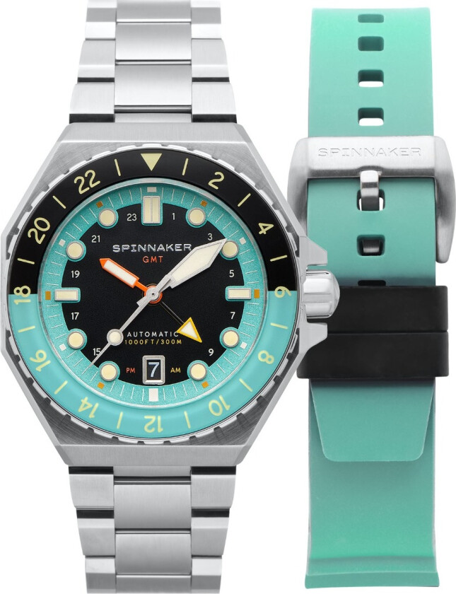 Dumas GMT Automatic Dark Turquoise SP-5119-33 - Automatisk - Sølv - Herreklokker - Rustfritt stål - ledd m/pin - Safir