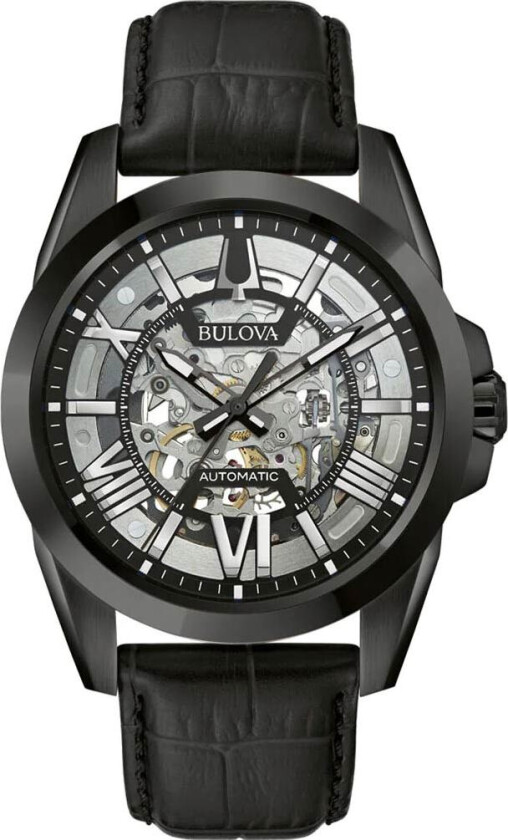 Classic Sutton 98A304 - Automatisk - Sort - Herreklokker - Skinn - Mineral
