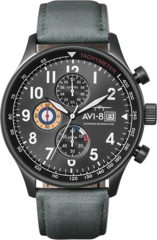 Hawker Hurricane Military Green AV-4011-0D - Kvarts - Sort - Herreklokker - Skinn - Mineral