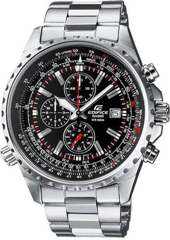 Edifice EF-527D-1AVEF - Kvarts - Sølv - Herreklokker - Rustfritt stål - ledd m/pin - Mineral