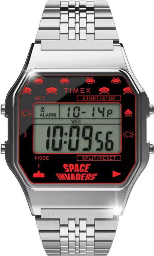 80 x Space Invaders TW2V30000 - Digital - Sølv - Unisex - Rustfritt stål - ledd m/pin - Akryl