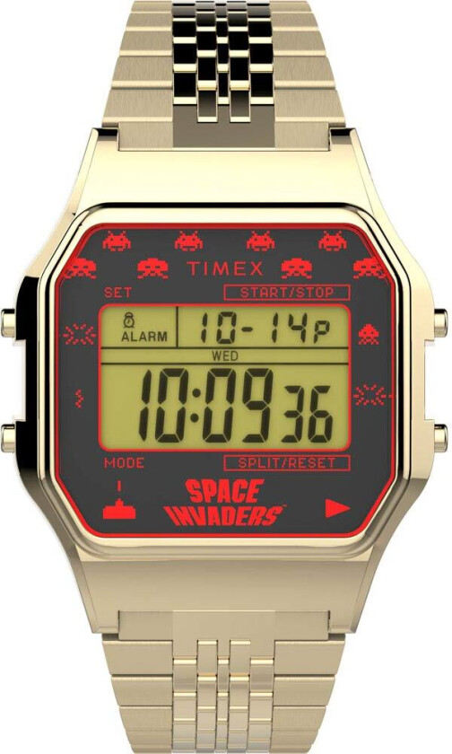 80 x Space Invaders TW2V30100 - Digital - Gull - Unisex - Rustfritt stål - ledd m/pin - Akryl