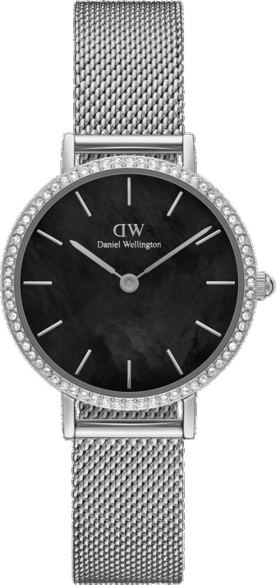 Petite Bezel DW00100661 - Kvarts - Sølv - Dameklokker - Meshlenke - Mineral