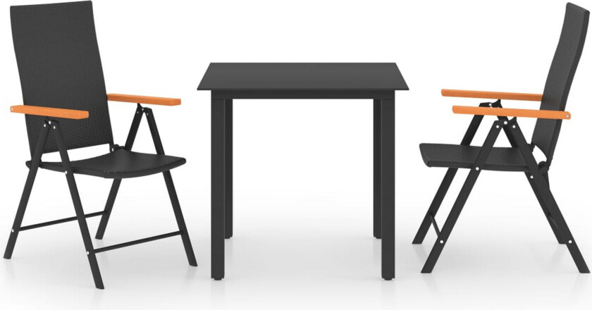 Utendørs spisestue 3 deler svart og brun