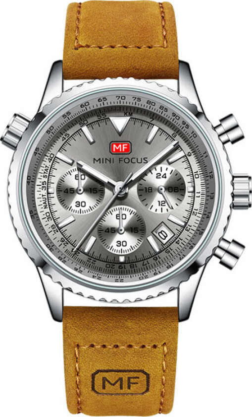 Chronograph - Kvarts - Sølv - Herreklokker - Skinn - Mineral
