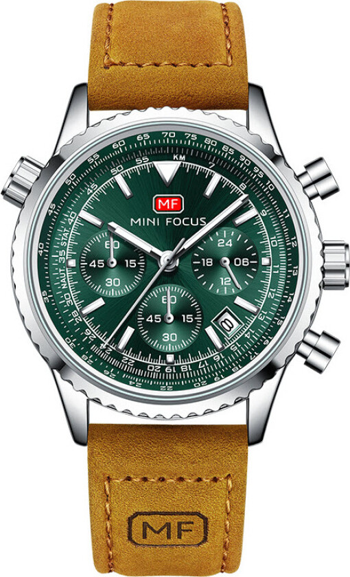Chronograph - Kvarts - Sølv - Herreklokker - Skinn - Mineral