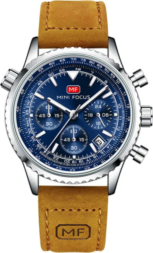 Chronograph - Kvarts - Sølv - Herreklokker - Skinn - Mineral