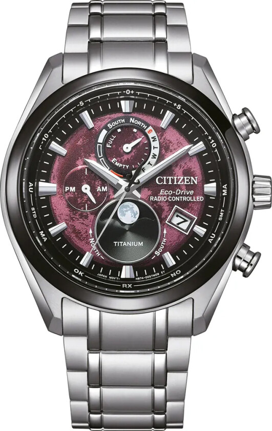 Super Titanium Radio Controlled Moonphase BY1018-80X - Kvarts - Sølv - Herreklokker - Titanium - Safir