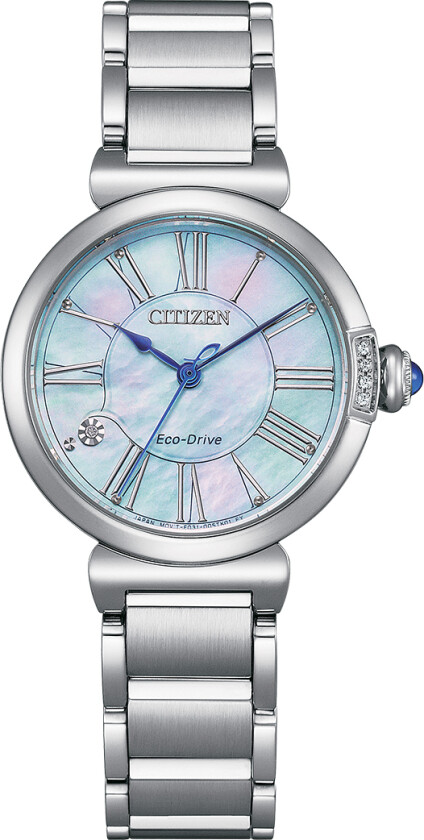 L Eco Drive EM1060-87N - Kvarts - Sølv - Dameklokker - Rustfritt stål - ledd m/pin - Safir