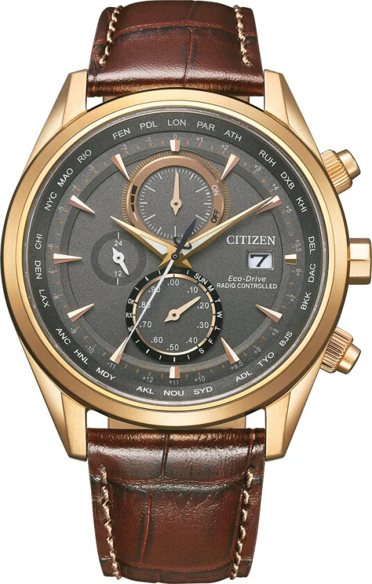 Eco-Drive Radio Controlled AT8263-10H - Kvarts - Gull - Herreklokker - Skinn - Safir