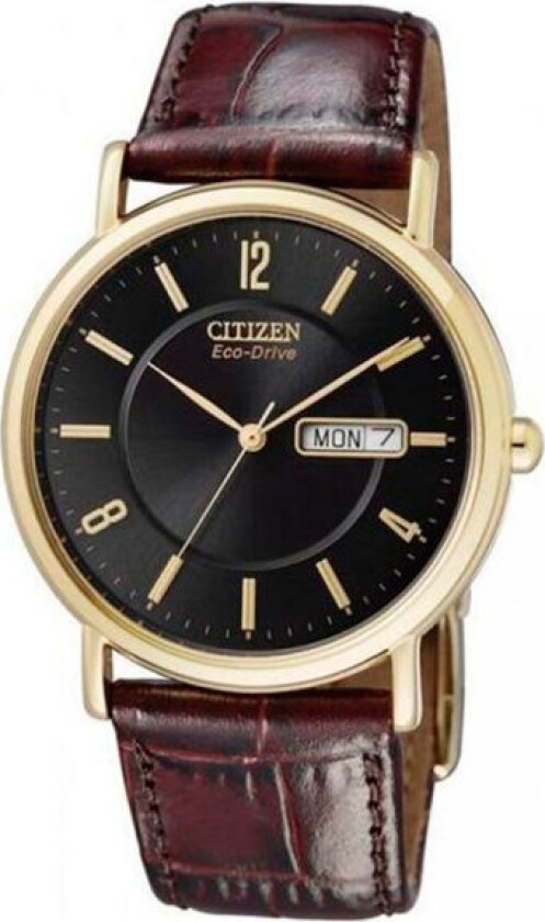 Eco Drive Solar BM8243-05EE - Kvarts - Gull - Unisex - Skinn - Mineral