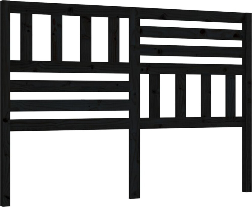Sengegavl svart 126x4x100 cm heltre furu
