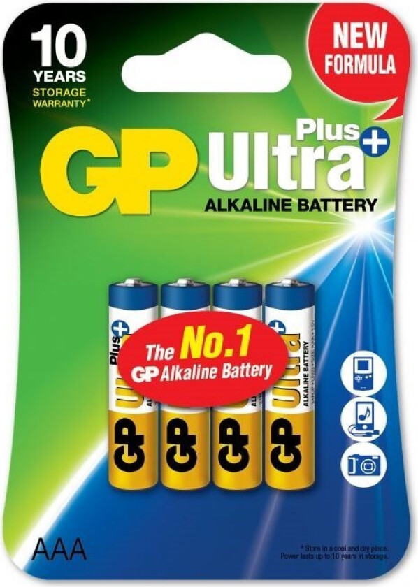 GP Ultra Plus Alkaline AAA batteri, 24AUP/LR03, 4-pack