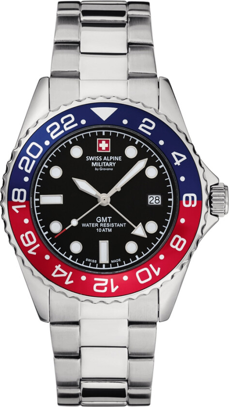 Master Diver GMT 7052.1131SAM - Kvarts - Sølv - Herreklokker - Rustfritt stål - ledd m/pin - Safir