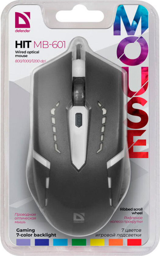 Defender HIT MB-601 LED kablet spillmus - USB-A (1200DPI)