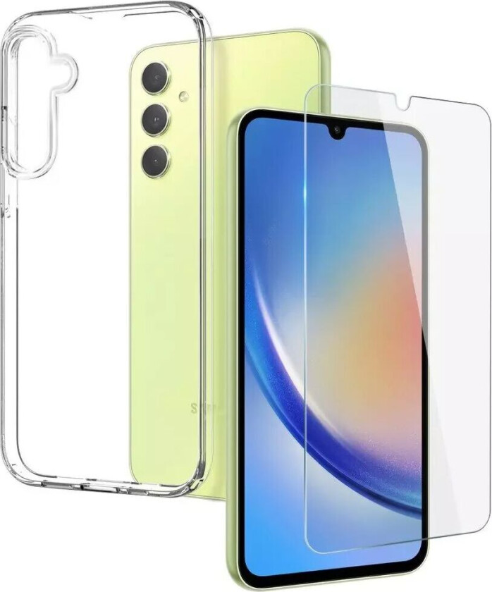 Samsung Galaxy A34 (5G) Deksel + Skjermbeskytter i Herdet Glass - Case Friendly - Gjennomsiktig