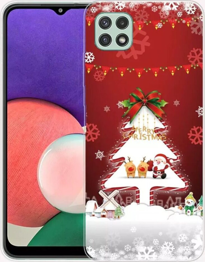 Samsung Galaxy A22 (5G) TPU Plast Jul Deksel - Merry Christmas - Juletre og Snøfnugg