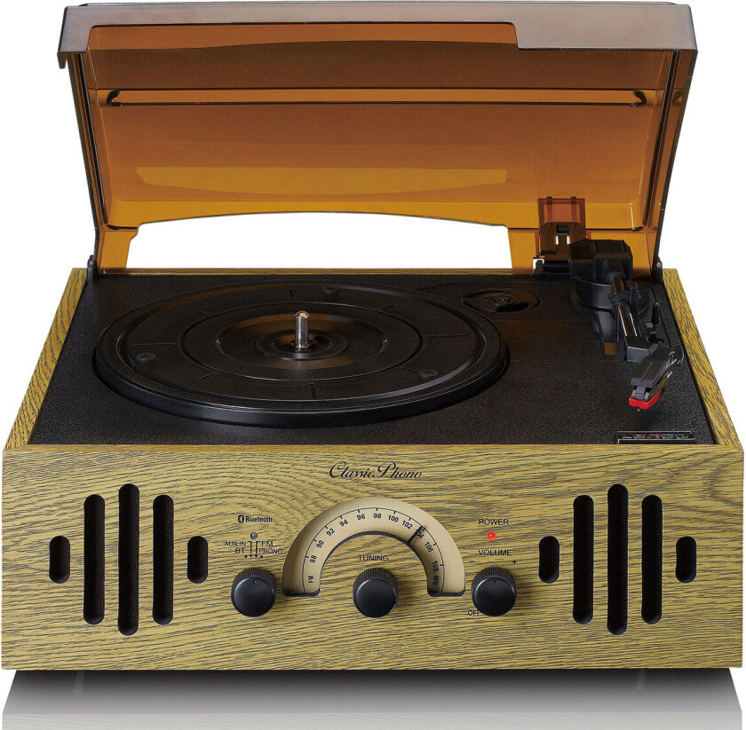 TT-41OK Retro platespiller m/stÃ¸vdeksel (FM/Bluetooth/3,5 mm/RCA/Vinyl) Oker