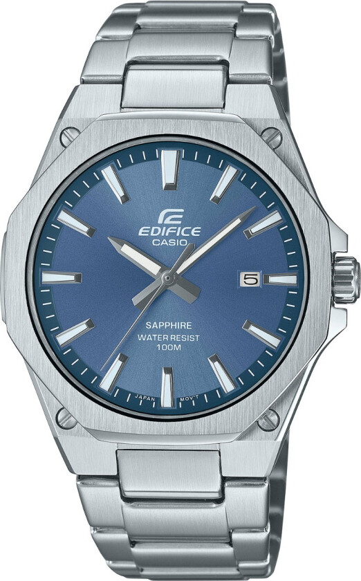 Edifice EFR-S108D-2AVUEF - Kvarts - Sølv - Herreklokker - Rustfritt stål - ledd m/pin - Safir