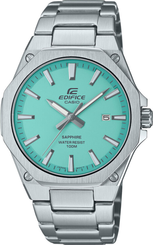 Edifice EFR-S108D-2BVUEF - Kvarts - Sølv - Herreklokker - Rustfritt stål - ledd m/pin - Safir
