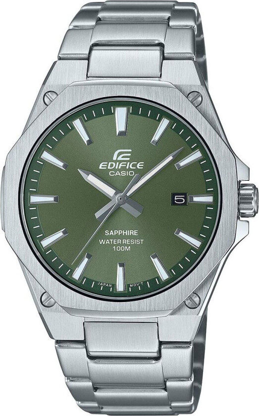 Edifice EFR-S108D-3AVUEF - Kvarts - Sølv - Herreklokker - Rustfritt stål - ledd m/pin - Safir