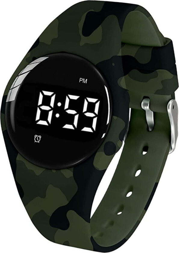 Vibrating Reminder Watch 15 Alarms FIBEX15V2CAMO - Digital - Olvengrønn Sort - Unisex - Silikon - Akryl