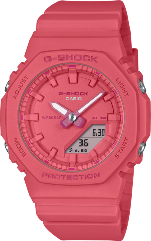 G-Shock Women GMA-P2100-4AER - Anadigi - Krem Rød - Dameklokker - Fiberrem - Mineral