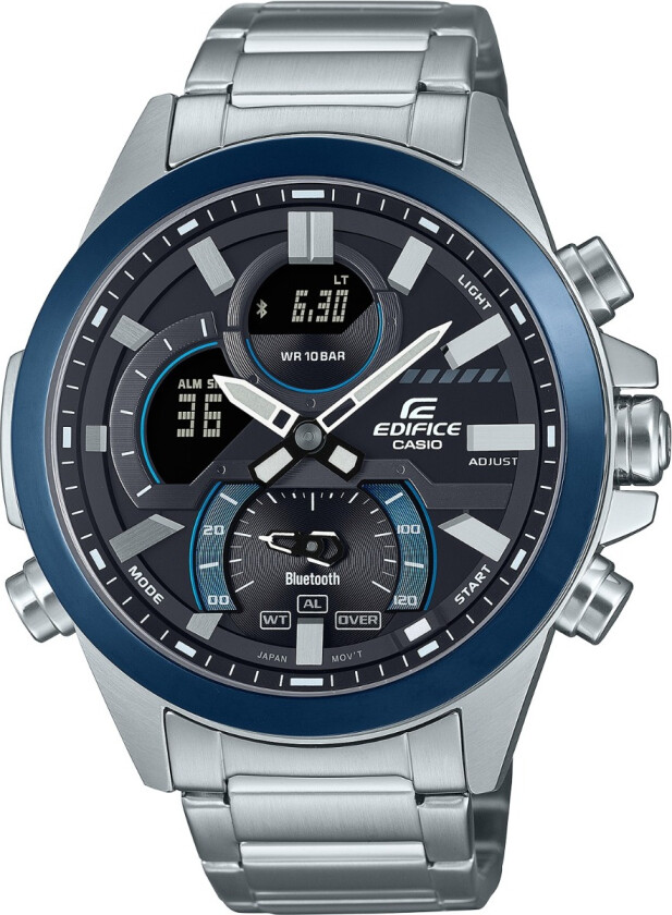 Edifice Smartphone Link Model ECB-30DB-1AEF - Anadigi - Sølv - Herreklokker - Rustfritt stål - ledd m/pin - Mineral