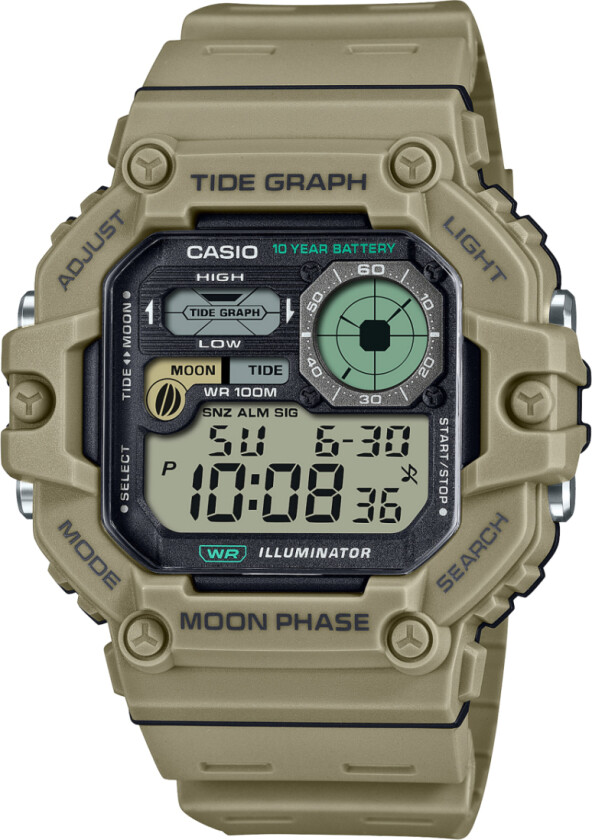 General WS-1700H-5AVEF - Digital - Olvengrønn - Herreklokker - Resin - Akryl
