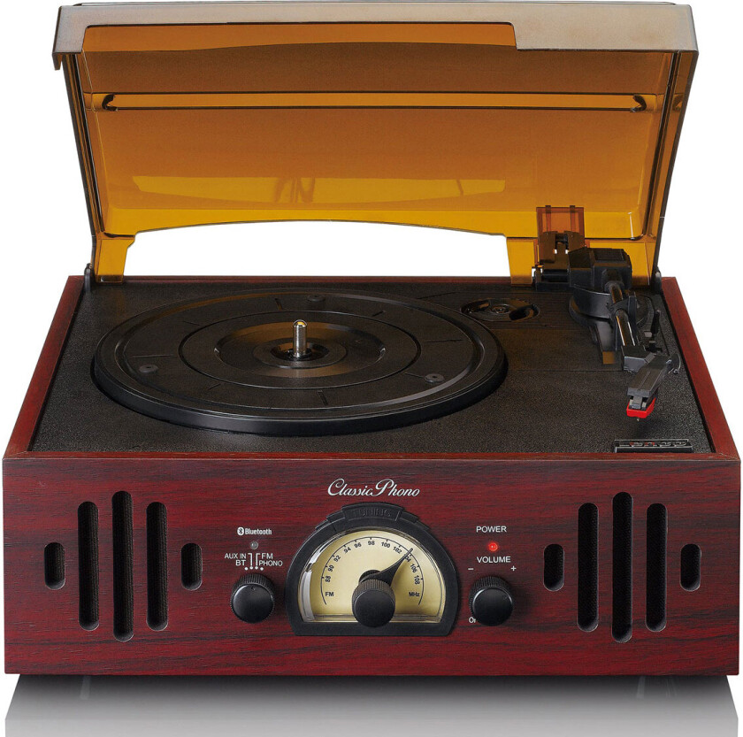 TT-43WA Retro platespiller m/støvdeksel (FM/Bluetooth/3,5 mm/RCA/Vinyl) valnøtt