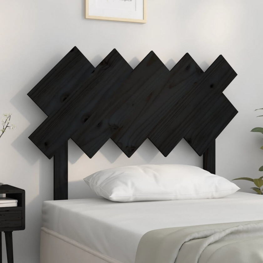 Sengegavl svart 104 x 3 x 80,5 cm heltre furu