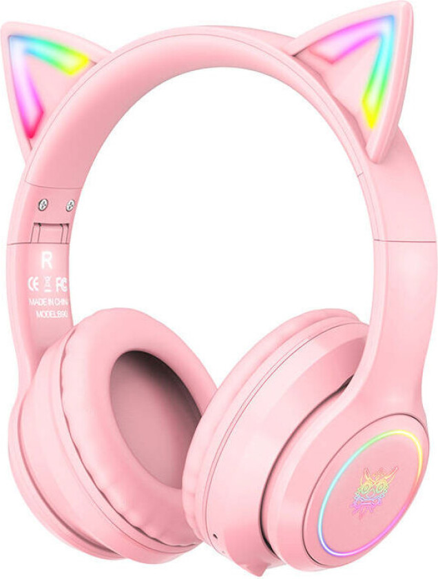 Onikuma B90 RGB Bluetooth Gaming Headset (5 timer) Rosa