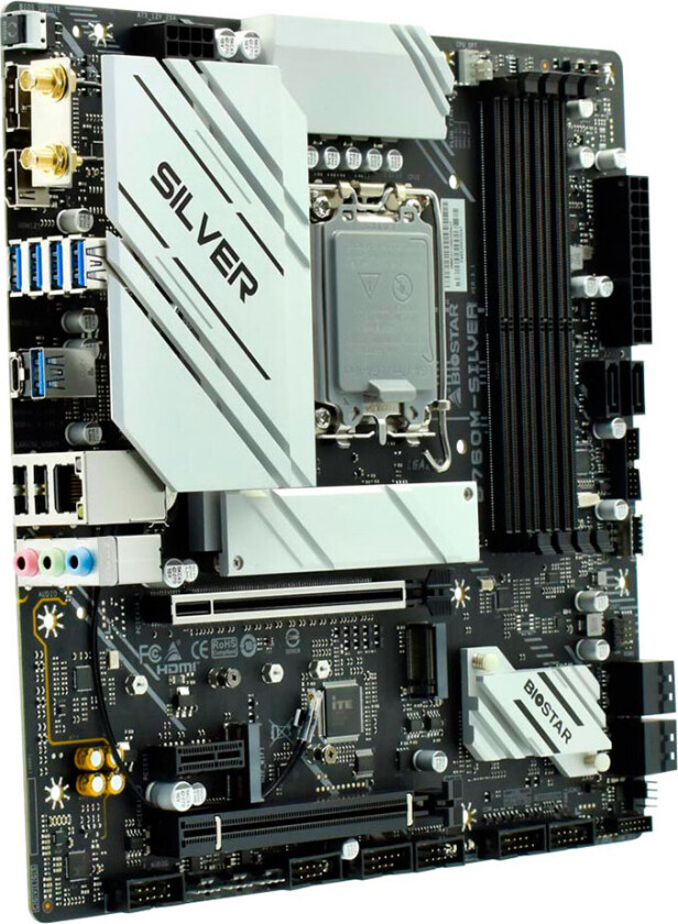 Biostar B760A-sølv hovedkort, LGA 1700, DDR5 ATX