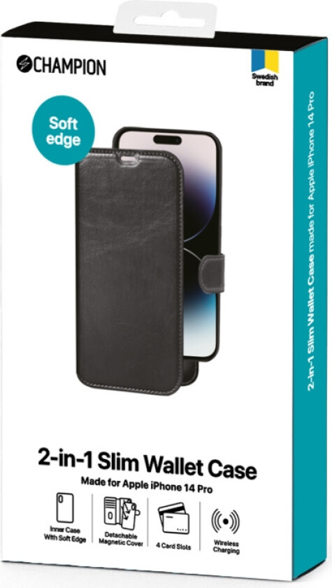 2-i-1 Flip Cover iPhone 14 Pro (Slim lommebok)