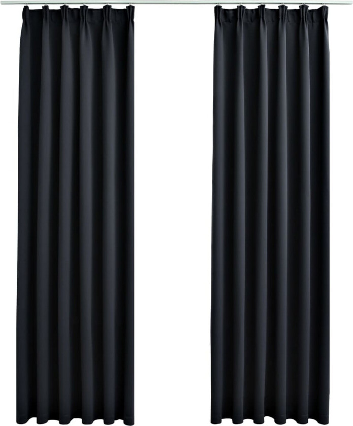 Lystette gardiner med kroker 2 stk svart 140x175 cm