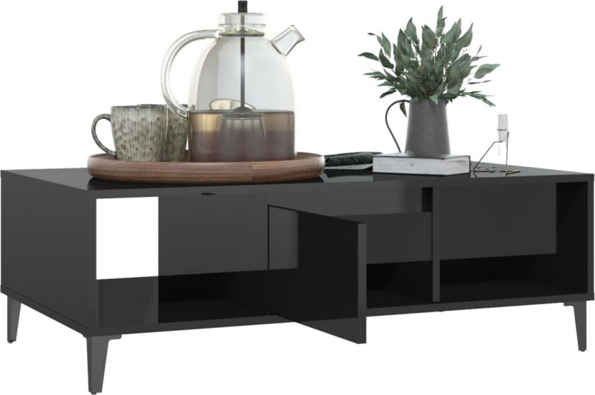 Salongbord høyglans svart 103,5x60x35 cm sponplate