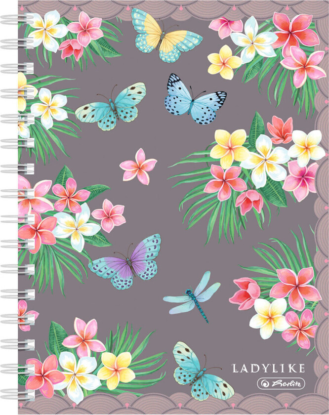 Herlitz notatbok med spiralrygg - A5 (100 ark) Ladylike sommerfugler