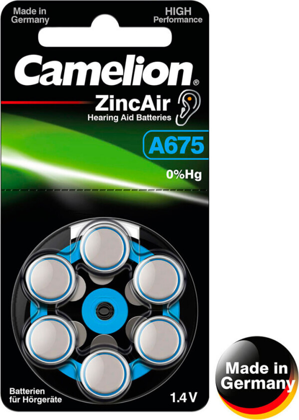Camelion A675 Knappcellebatteri 1,4V (Zink Air) 6pk