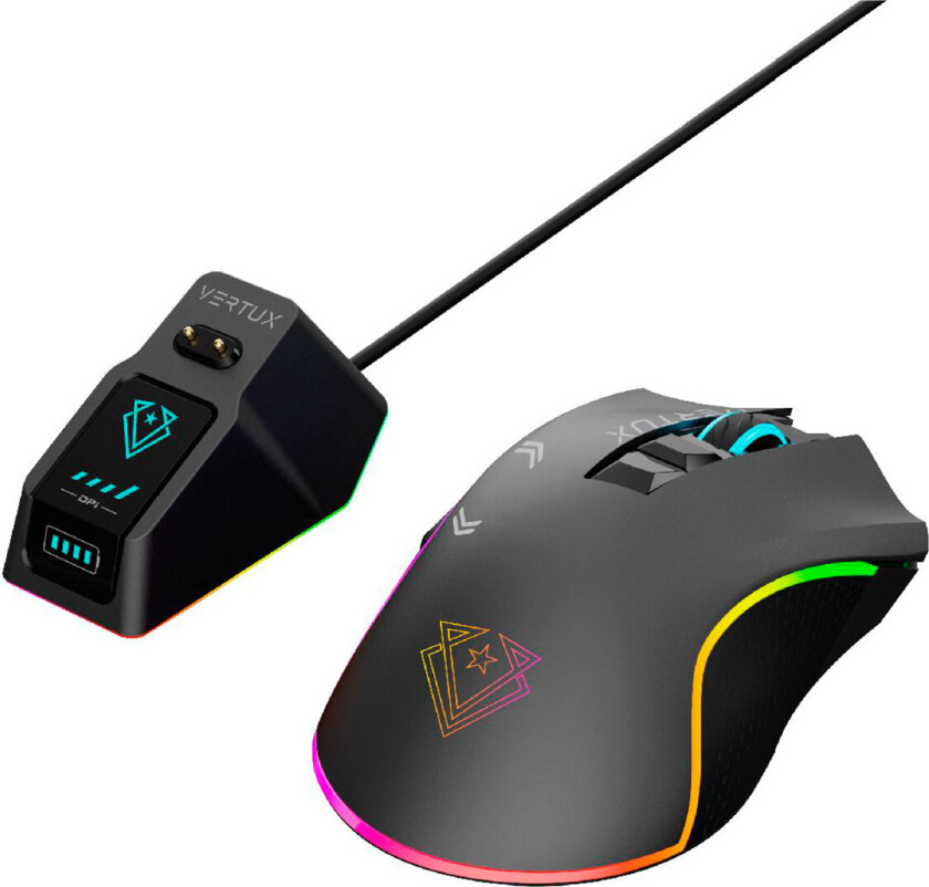 Vertux Mustang trådløs spillmus m/dokk