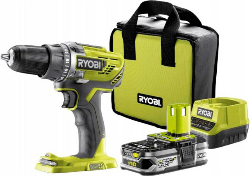 Ryobi R18DD3-115S One+ batteribor med batteri + lader (18V)