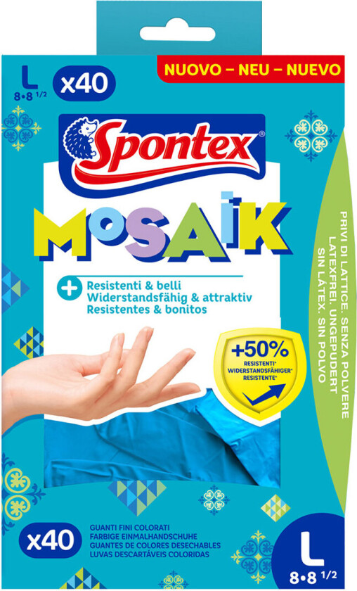 Spontex Mosaikk Engangshansker (StÃ¸rrelse L) 40pk