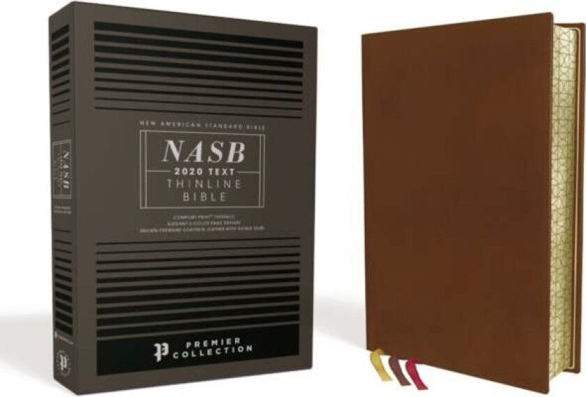NASB, Thinline Bible, Premium Goatskin Leather, Brown, Premier Collection, Black Letter, Gauffered E av Zondervan