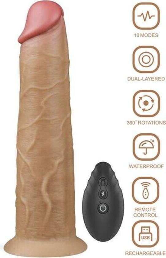 Dual-Layered Silicone With Rotation 20,5cm Vibrerende dildo